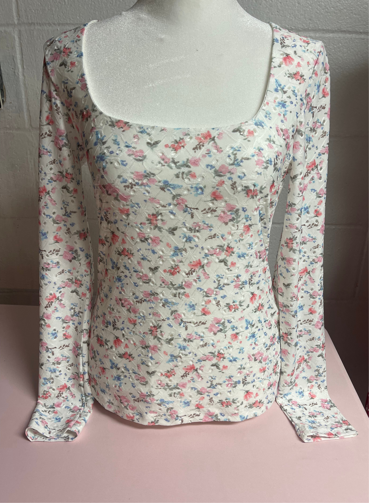 Floral Square Neck Top