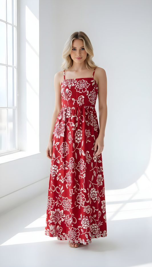 Red Floral Maxi Dress